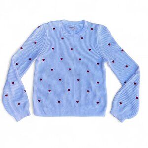 white knit Lucky Brand heart-embroidered sweater in size M :))